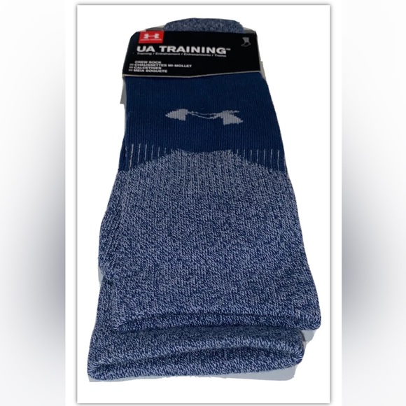 Under Armour UA Training Cushion Crew Socks 1 Pair Men’s 12-16 Blue Gray w/ Logo - Picture 11 of 11